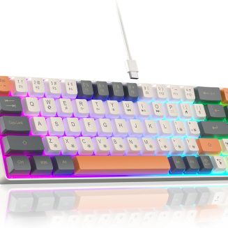 CORBOBO 60 Percent Keyboard RGB Backlit Gaming Keyboard USB-C Wired 68 Keys