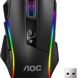 AOC GM401 Wireless RGB Gaming Mouse, 12000 DPI, Rapid-Fire Shotcut, 70Hrs