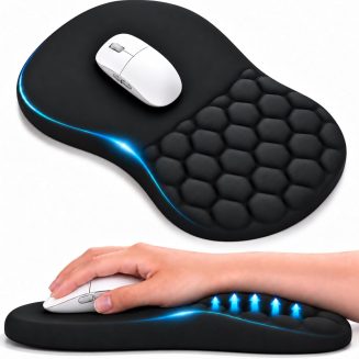 Ergonomic Mouse Pad with Wrist Rest, Large 12×8 inch, Black