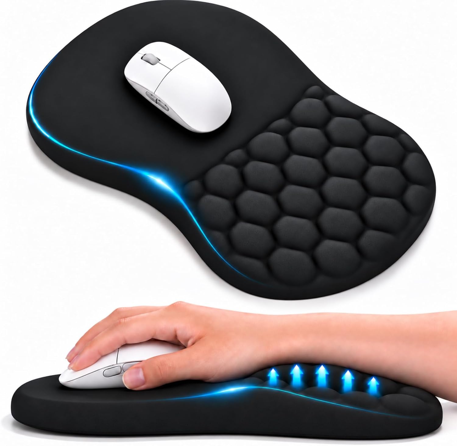 Ergonomic Mouse Pad with Wrist Rest, Large 12×8 inch, Black Ergonomic Mouse Pad with Wrist Rest, Large 12×8 inch, Black