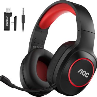 AOC Bluetooth Gaming Headset with Mic for PC, PS5/4, Nintendo Switch- Red