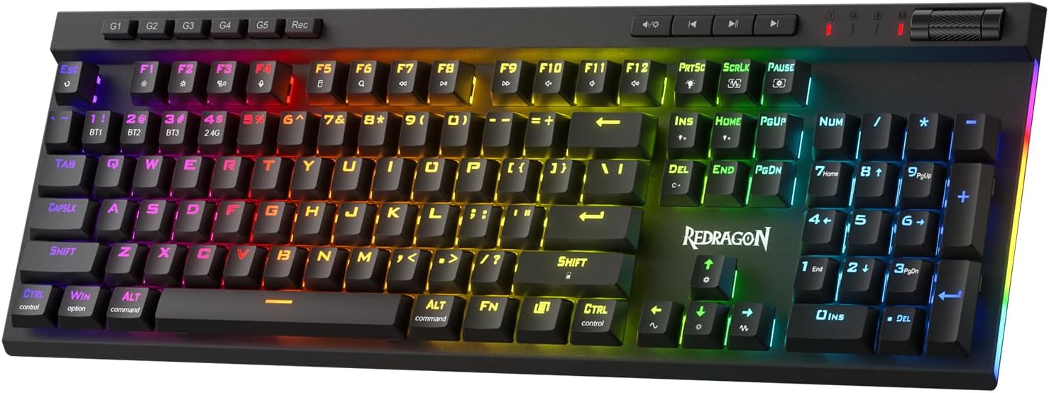 Redragon K580 PRO Wireless RGB Gaming Keyboard, Macro G Keys & Media Wheel Redragon K580 PRO Wireless RGB Gaming Keyboard, Macro G Keys & Media Wheel