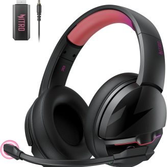 Acer Wireless Gaming Headset, PS5 Headset with 2.4GHz for Ps5, Ps4, PC, Switch, Bluetooth 5.3 + 100Hrs Gaming Headphones with Noise Canceling Mic for Laptop, Mobile, Mac, 50mm Drivers (Blackpink)