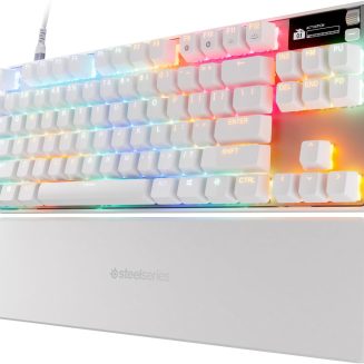 SteelSeries Apex Pro TKL Gen 3 Gaming Keyboard – OmniPoint 3.0 Analog Magnetic Switches, Quickset Auto-Presets (Rapid Trigger, Rapid Tap/SOCD, Protection Mode), OLED, RGB, PBT Keycaps, USB-C, White