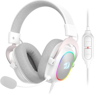 Redragon H510 Zeus-X RGB White Wired Gaming Headset – 7.1 Surround Sound – 53MM Audio Drivers in Memory Foam Ear Pads w/Reliable Fabric Cover- Multi Platforms Headphone – USB Powered for PC/PS4/NS