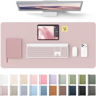 YSAGi Leather Desk Protector, Office Mat, Large Mouse Mat, Non-Slip PU Leather Blotter, Laptop Desk Mat, Waterproof Writing Pad for Office and Home (Grayish Lavender, 31.5″ x 15.8″)