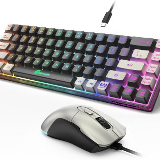 GEODMAER 65% Gaming Keyboard and Mouse Combo, RGB Backlit Keyboard + 7200 DPI Gaming Mouse, Ultra-Compact Anti-Ghosting Wired Keyboard and Mouse for PC Laptop Gamer