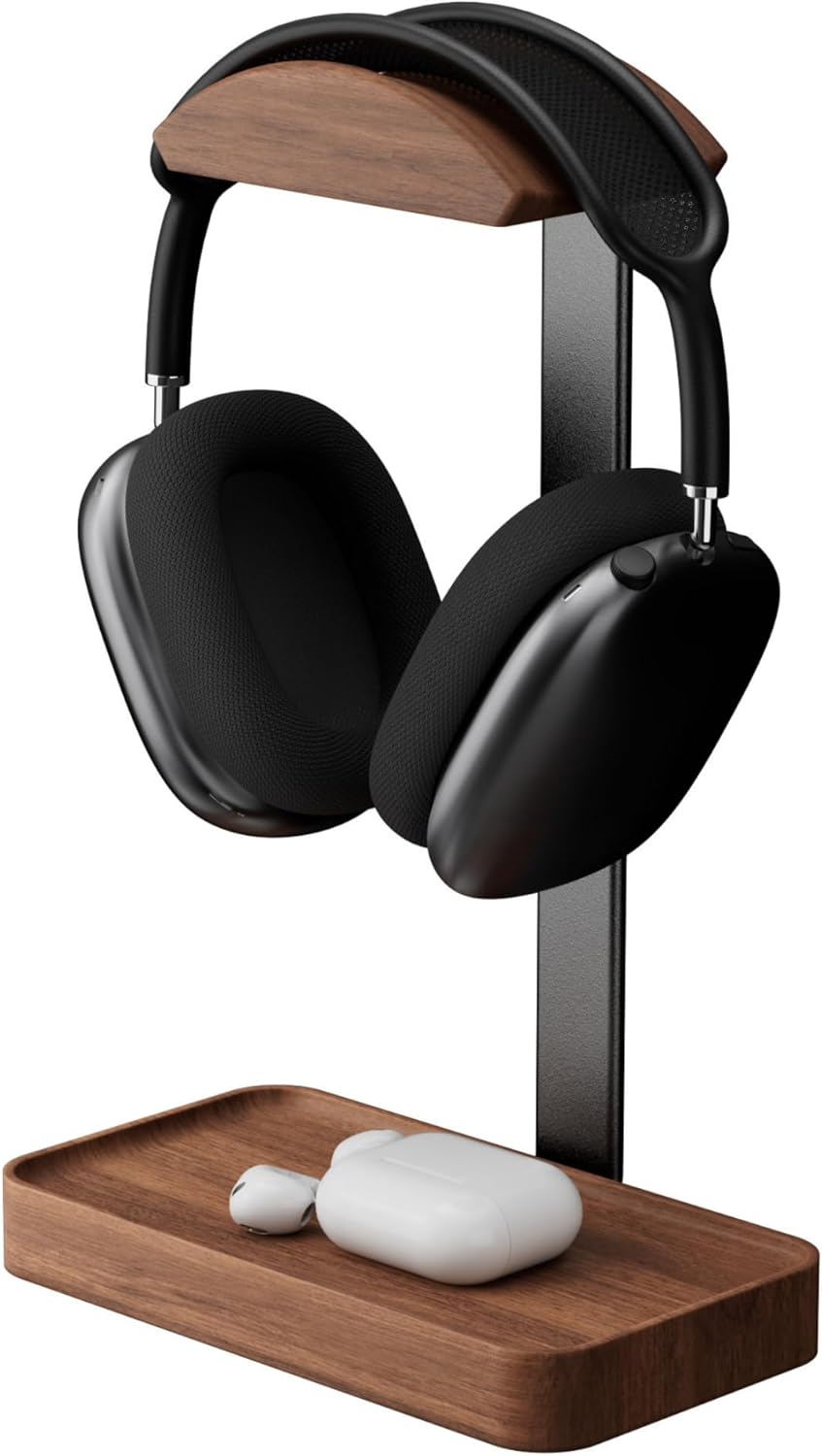 muso wood Walnut Headphone Stand, Wood Headset Stand with Storage Base muso wood Walnut Headphone Stand, Wood Headset Stand with Storage Base