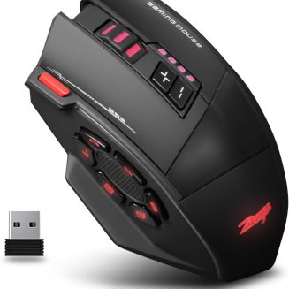 Wireless Gaming Mouse, RGB Dual Mode Bluetooth Mouse Up 24,000 DPI, 13 Macro Programmable Buttons, Optical Computer Mouse 50Hrs for PC Laptop MOBA FPS, PMW-3311, Comfort Grip (Black)
