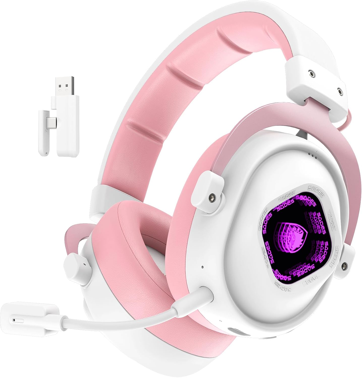 SADES Wireless Gaming Headset 7.1 Surround 90H Pink for PS5 PC Switch