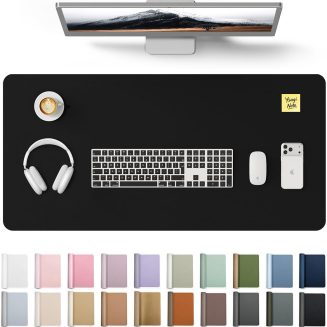 YSAGi Leather Desk Protector, Office Mat, Large Mouse Mat, Non-Slip PU Leather Blotter, Laptop Desk Mat, Waterproof Writing Pad for Office and Home (Black, 31.5″ x 15.8″)