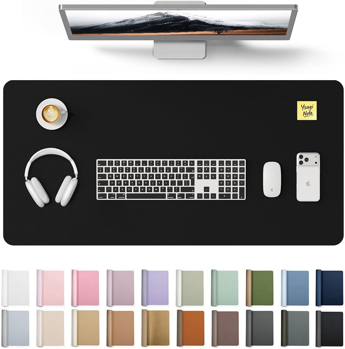 YSAGi Leather Desk Protector, Office Mat, Large Mouse Mat, Non-Slip PU Leather Blotter, Laptop Desk Mat, Waterproof Writing Pad for Office and Home (Black, 31.5″ x 15.8″) YSAGi Leather Desk Protector, Office Mat, Large Mouse Mat, Non-Slip PU Leather Blotter, Laptop Desk Mat, Waterproof Writing Pad for Office and Home (Black, 31.5″ x 15.8″)