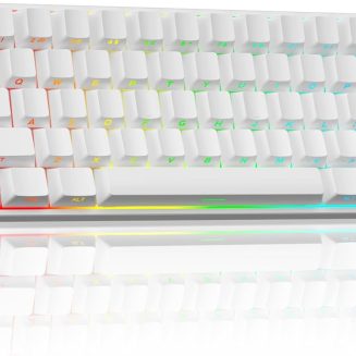 Aula MINI60 HE PRO Wireless Gaming Keyboard 60%,Hall Effect Rapid Trigger Magnetic Keyboard,8000Hz Polling,Tri-Mode(BT5.0/2.4GHz/USB-C),RGB Hot Swappable Compact Mechanical Keyboard for Gamer(White)