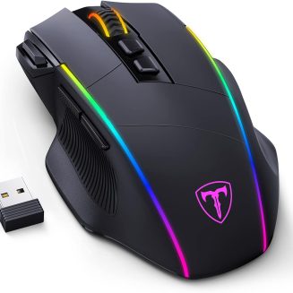 RisoPhy Wireless Gaming Mouse, 3-Mode 2.4G/USB-C/Bluetooth with RGB Backlit