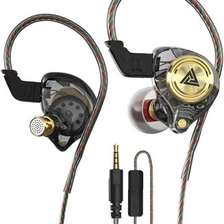 Wired Gaming Earbuds, Ak3file in Ear Monitors, Deep Bass Sound Wired Earbuds, HiFi in Ear Headphones with 1DD 10mm Dynamic Driver, IEM for Music Gaming Video Calling (Black)