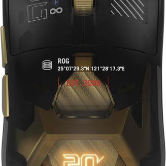 ASUS ROG 20th Edition Harpe II Extreme – Wireless Esports Gaming Mouse – 82g Lightweight, Tri-Mode Connectivity, 65K DPI, 8K Hz Polling, 24K Gold-Plated, Web Config – Gold/Black