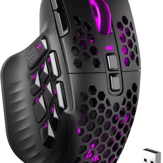 SOLAKAKA SM809 Pro MMO Gaming Mouse with 9 Side Buttons,24000 DPI RGB Mouse for Gamer,16 Programmable Macros MMO Mouse,Black