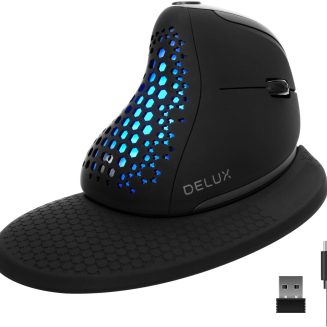 DELUX Seeker Ergonomic Vertical Wireless Mouse with OLED Screen (M618XSD)
