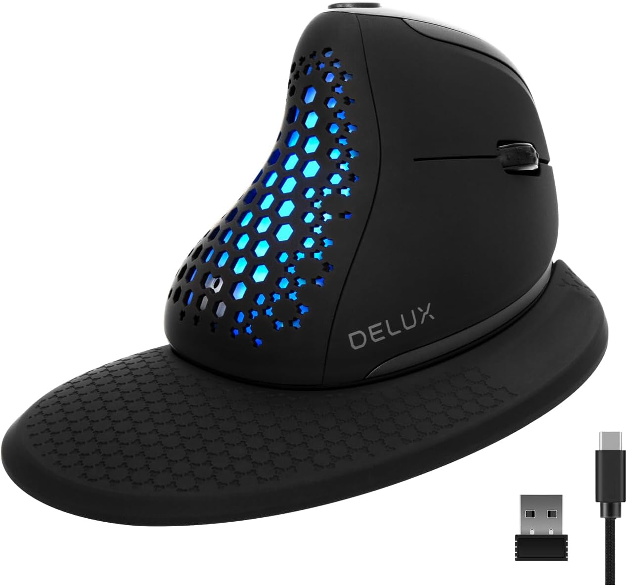 DELUX Seeker Ergonomic Vertical Wireless Mouse with OLED Screen (M618XSD)