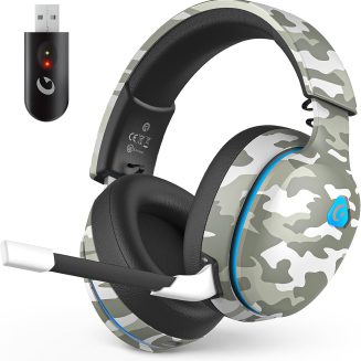 AOC 2.4GHz Wireless Gaming Headset for PS5, PS4, PC, Switch, 45Hr, Camo