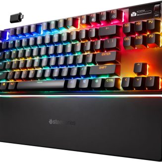 SteelSeries Apex Pro TKL Gen 3 Gaming Keyboard – OmniPoint 3.0 Analog Magnetic Switches, Quickset Auto-Presets (Rapid Trigger, Rapid Tap/SOCD, Protection Mode), OLED, RGB, PBT Keycaps, 2.4G+BT, Black