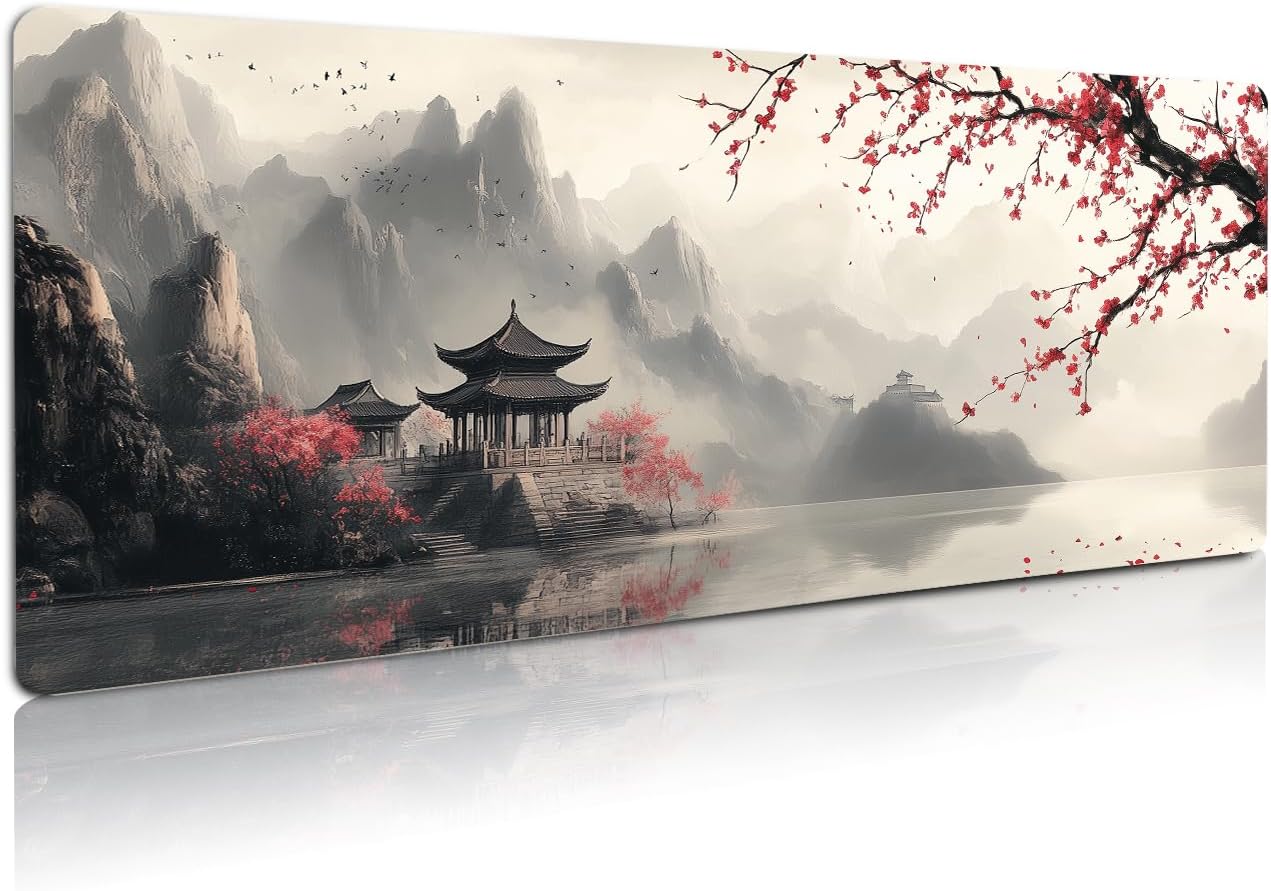 Extended Gaming Mouse Pad, Large Mouse Mat 3 mm Nature Rubber Base Mousepad with Stitched Edges, Non-Slip Desk Mat for Office Home Great Gift 31.5×11.8 Inch (Japanese Watercolor) Extended Gaming Mouse Pad, Large Mouse Mat 3 mm Nature Rubber Base Mousepad with Stitched Edges, Non-Slip Desk Mat for Office Home Great Gift 31.5×11.8 Inch (Japanese Watercolor)