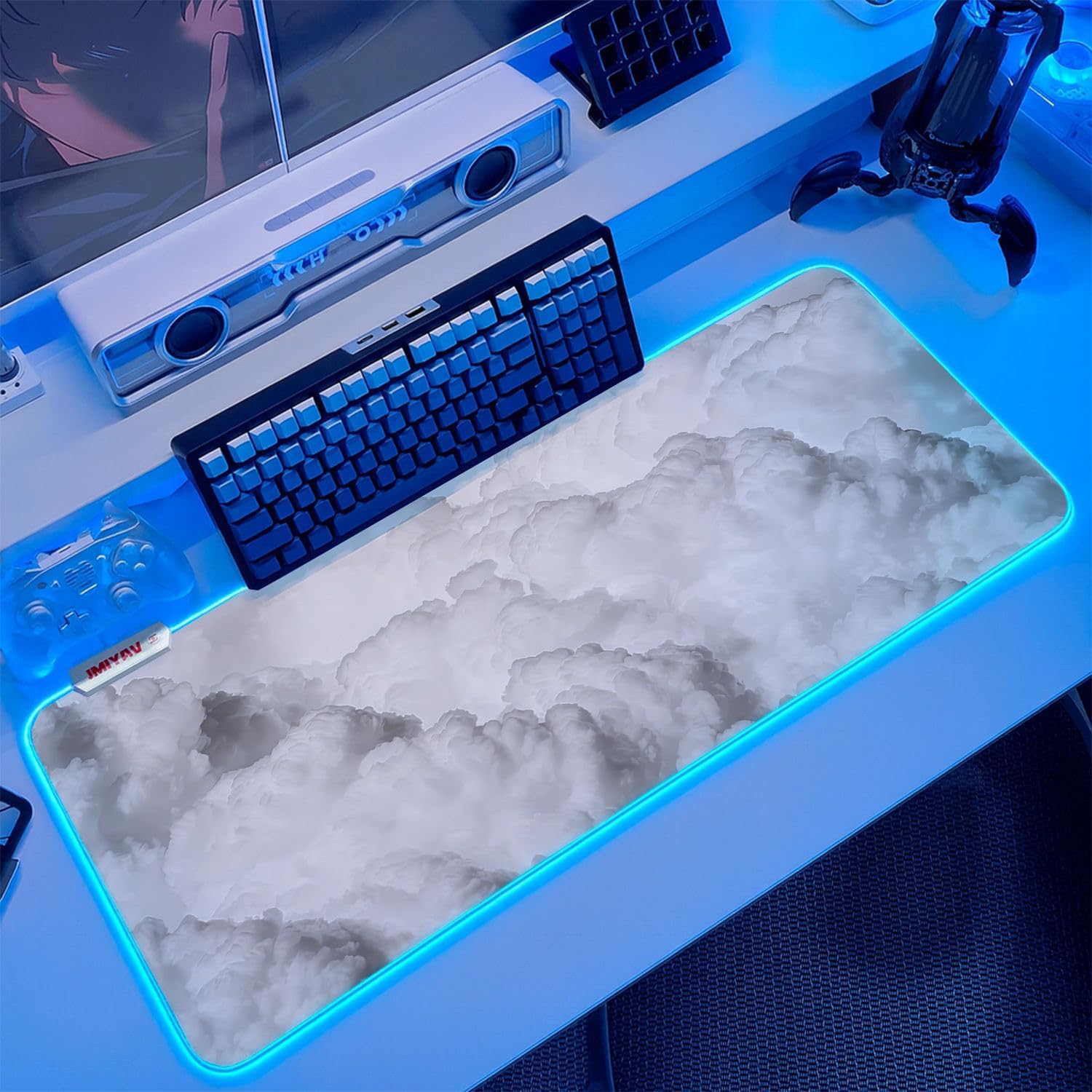 JMIYAV White RGB Gaming Mouse Pad 31.5×12 Inch PC XL Large Extended Mousepad Glowing Led Light Up Desk Pad Non-Slip Rubber Base Computer Cool Mouse Mat Desk Accessories Gaming Setup Cloud White JMIYAV White RGB Gaming Mouse Pad 31.5×12 Inch PC XL Large Extended Mousepad Glowing Led Light Up Desk Pad Non-Slip Rubber Base Computer Cool Mouse Mat Desk Accessories Gaming Setup Cloud White