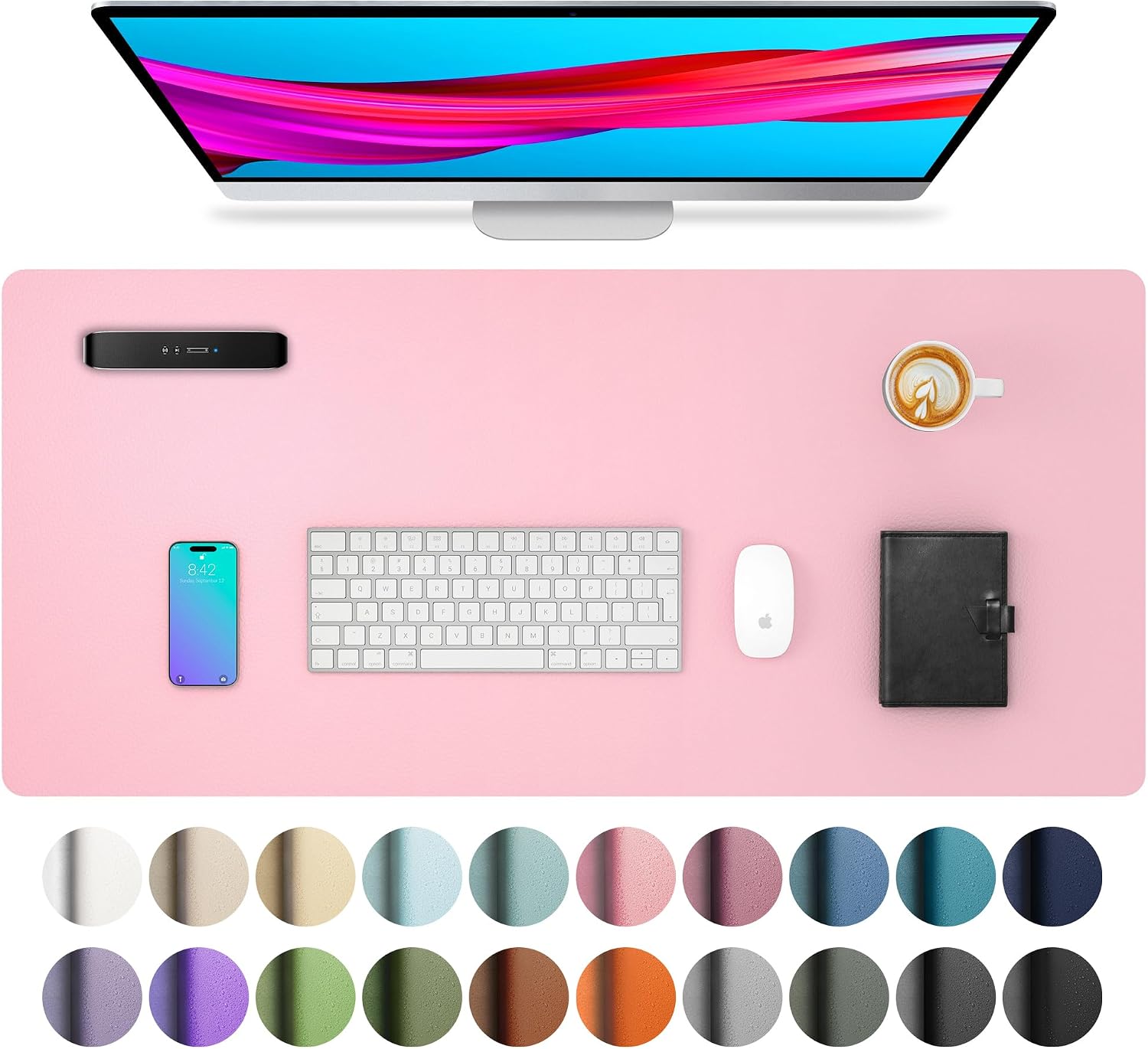 Aothia Leather Desk Pad Protector, Mouse Pad, Office Desk Mat, Non-Slip PU Leather Desk Blotter, Laptop Desk Pad, Waterproof Desk Writing Pad for Office and Home (23.6″ x 13.7″, Fairy Pink) Aothia Leather Desk Pad Protector, Mouse Pad, Office Desk Mat, Non-Slip PU Leather Desk Blotter, Laptop Desk Pad, Waterproof Desk Writing Pad for Office and Home (23.6″ x 13.7″, Fairy Pink)