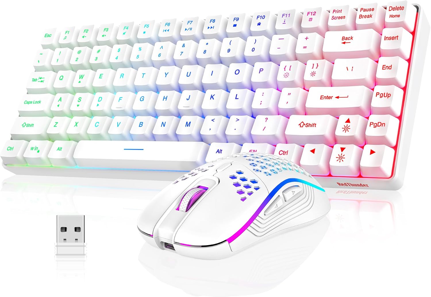 RedThunder K84 Wireless Keyboard and Mouse Combo, Rainbow Backlit Rechargeable Battery, 75% Layout TKL Ultra Compact Gaming Keyboard & Lightweight 3200 DPI Honeycomb Optical Mouse (White) RedThunder K84 Wireless Keyboard and Mouse Combo, Rainbow Backlit Rechargeable Battery, 75% Layout TKL Ultra Compact Gaming Keyboard & Lightweight 3200 DPI Honeycomb Optical Mouse (White)