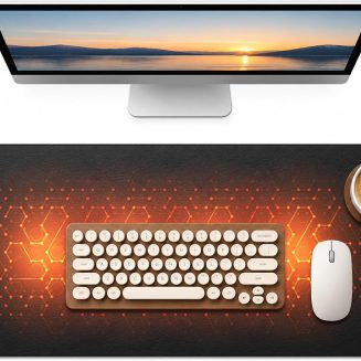 Large Heated Desk Pad, Smart Temp Control, 5-Level Heat Mouse Pad, Black