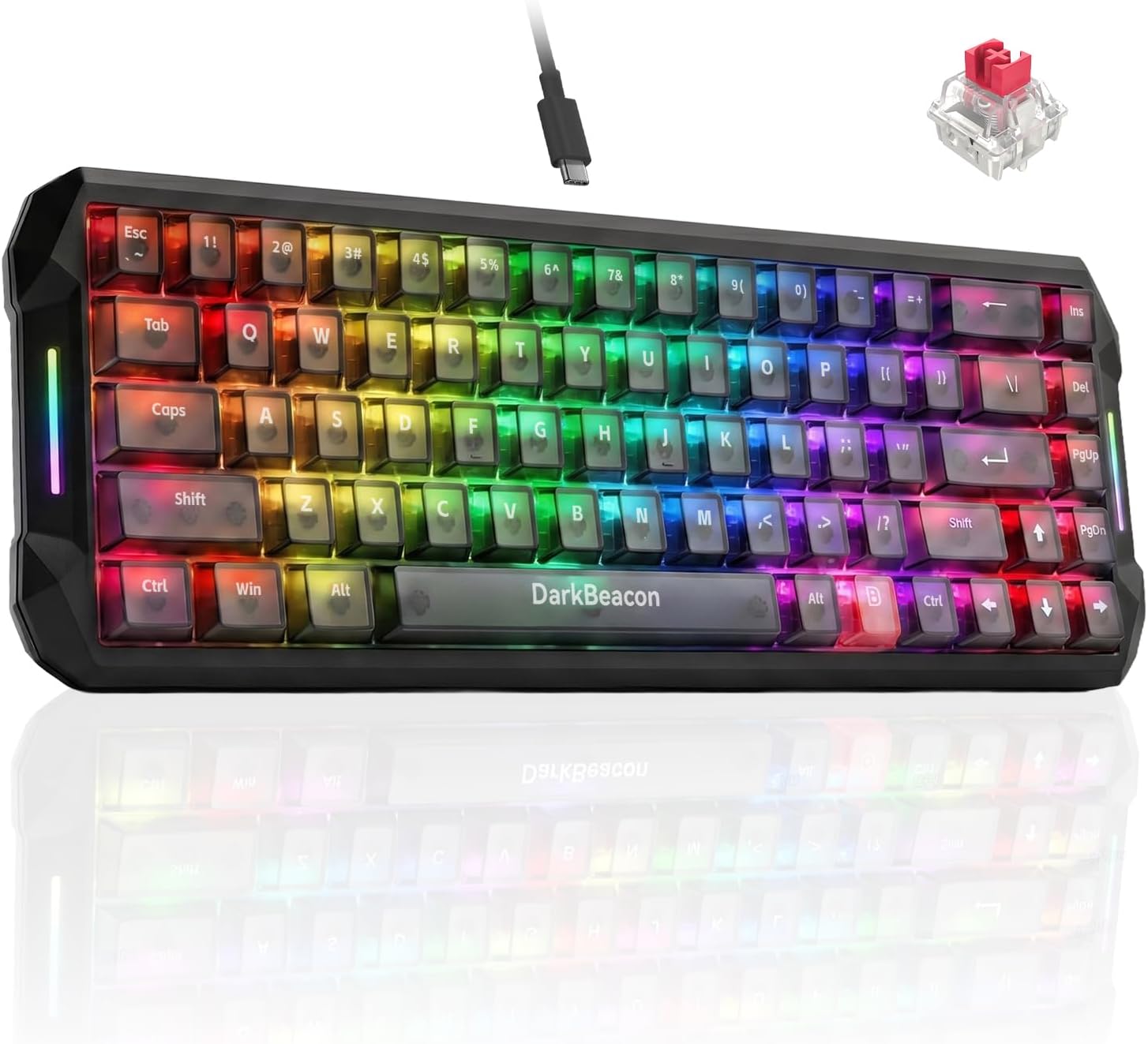 DarkBeacon Flux 68 HE Mechanical Gaming Keyboard Rapid Trigger with Adjustable Actuation 0.01-3.5 mm, Hall Effect Magnetic Switch, 8000Hz Polling, RGB Backlit, 65% Wired Keyboard for PC(Black) DarkBeacon Flux 68 HE Mechanical Gaming Keyboard Rapid Trigger with Adjustable Actuation 0.01-3.5 mm, Hall Effect Magnetic Switch, 8000Hz Polling, RGB Backlit, 65% Wired Keyboard for PC(Black)