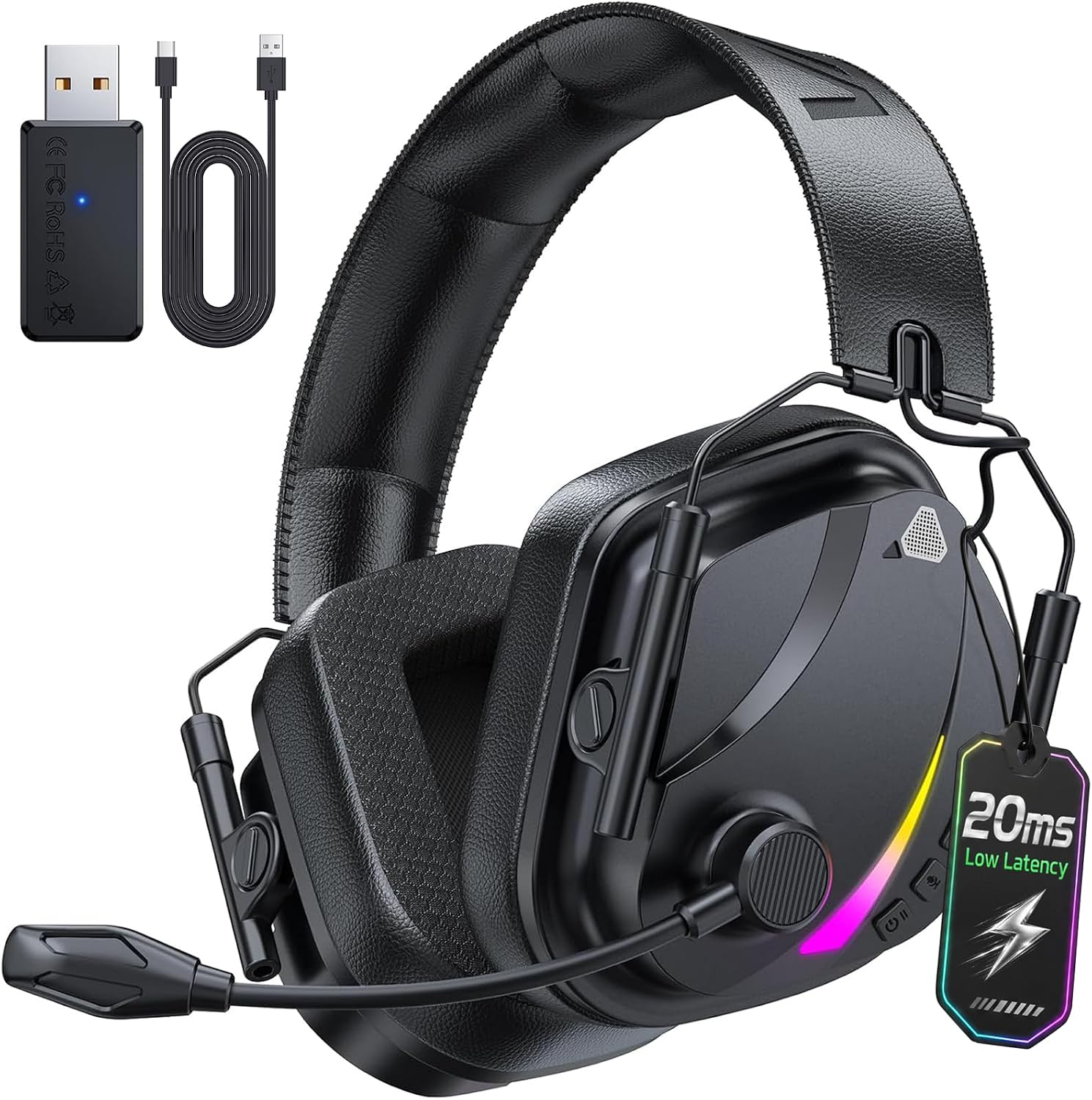 Vakedy Wireless Gaming Headset with Mic for PS5 PS4 PC Switch, 50H Battery