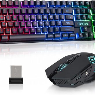 CHONCHOW USB Wireless Gaming Keyboard and Mouse Combo, RGB Backlit, 2.4GHz