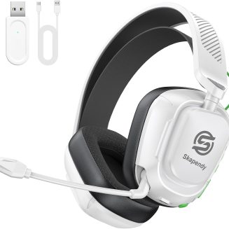 SKAPENDY Wireless Gaming Headset for PS5 PS4 PC Switch Mac, 100H Playtime
