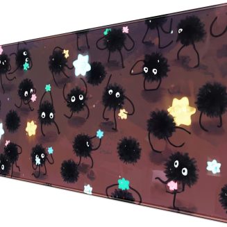YKJWW Desk Pad Anime Black Pom Gaming Large Mouse Pad for Women Dask Mat