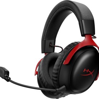 HyperX Cloud III S – Wireless Gaming Headset, 2.4GHz, Bluetooth, Battery Life up to 120 Hours 2.4GHz / 200 Hours Bluetooth, 53mm Angled Drivers, 10mm Detachable Mic, Customizable – Black/Red