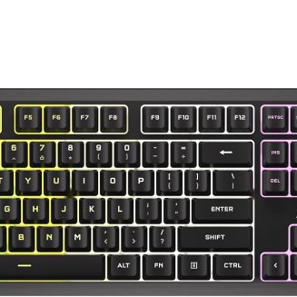 Corsair K55 CORE RGB Membrane Wired Gaming Keyboard – QWERTY US Layout – Quiet, Responsive Switches – Spill Resistance – Ten-Zone RGB – Media Keys – iCUE Compatible – PC, Mac – Black