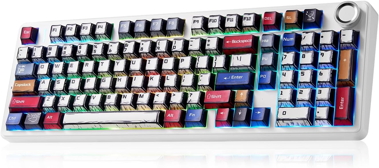 x Aula F99 Pro Mechanical Keyboard, Wireless Gaming Keyboards RGB Backlit Hot Swappable Custom Creamy Bluetooth Computer Keyboard, Tri-Mode BT5.0/2.4GHz/USB-C, Pre-lubed Switches PBT Keycaps