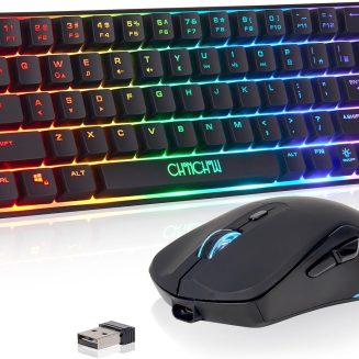 60% Wireless Gaming Keyboard and Mouse Combo, RGB Backlit Rechargeable