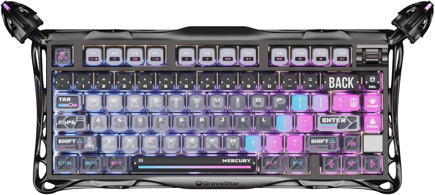 GravaStar Mercury K1 Pro 75% Wireless Mechanical Gaming Keyboard, Hot-Swap GravaStar Mercury K1 Pro 75% Wireless Mechanical Gaming Keyboard, Hot-Swap