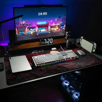 Extended Gaming Mouse Pad, Large Mouse Mat 3 mm Nature Rubber Base Mousepad with Stitched Edges, Non-Slip Desk Mat for Office Home Great Gift 31.5×11.8 Inch (Dark Canyon 1)