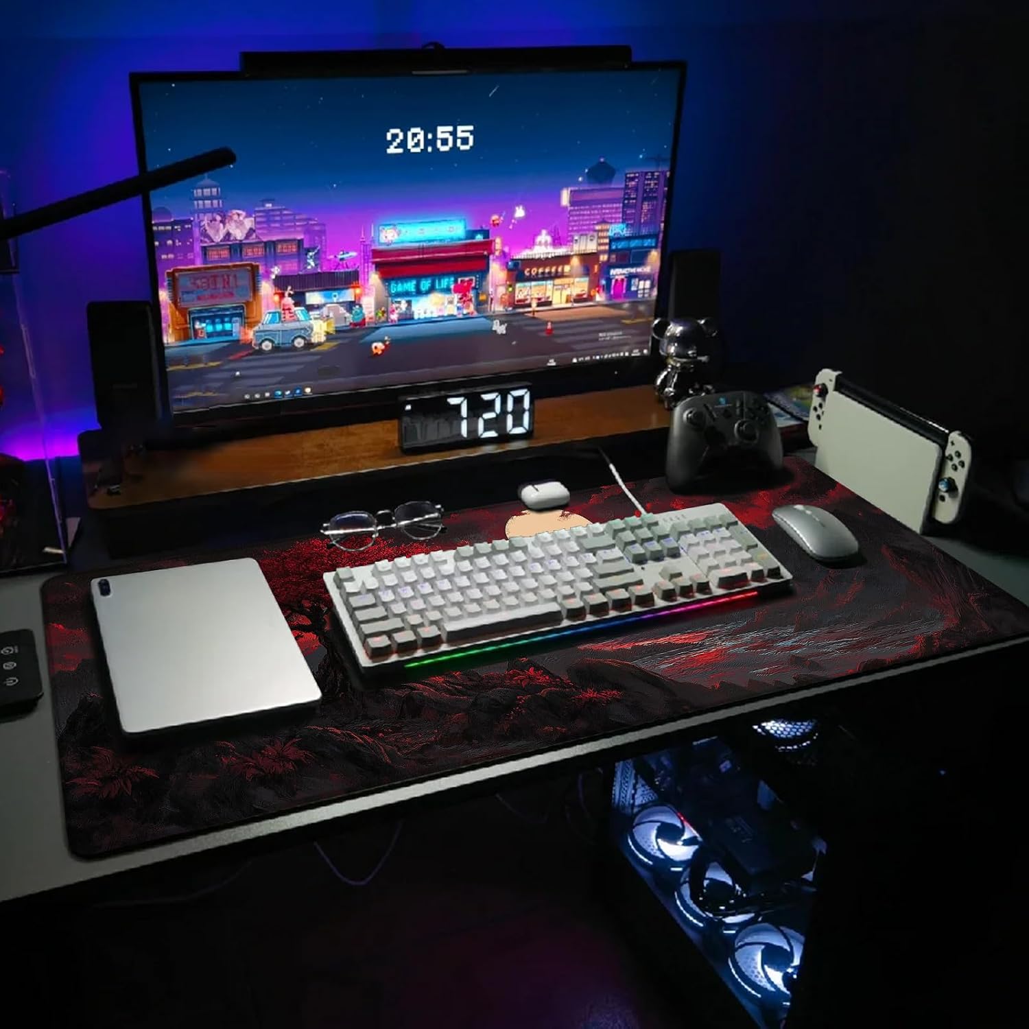 Extended Gaming Mouse Pad, Large Mouse Mat 3 mm Nature Rubber Base Mousepad with Stitched Edges, Non-Slip Desk Mat for Office Home Great Gift 31.5×11.8 Inch (Dark Canyon 1)