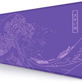 IMAYONDIA Great Wave Large Gaming Mouse Pad, Purple Minimalist Japanese Desk Mat, Gamer Aesthetic Extended Mousepad Cute, Non-Slip Rubber Base Lilac Desk Pad for Office- 31.5 X 11.8 Inch