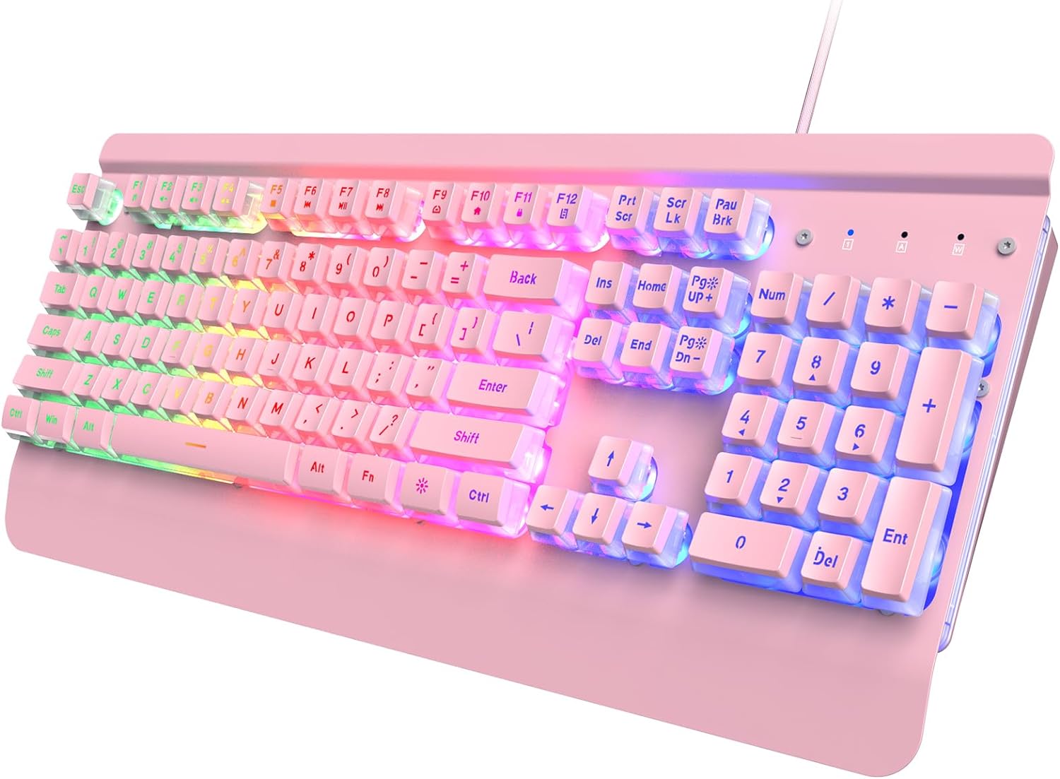 Pink Creamy Keyboard Gaming, 104 Keys All-Metal, USB Wired, Backlit Silent Pink Creamy Keyboard Gaming, 104 Keys All-Metal, USB Wired, Backlit Silent