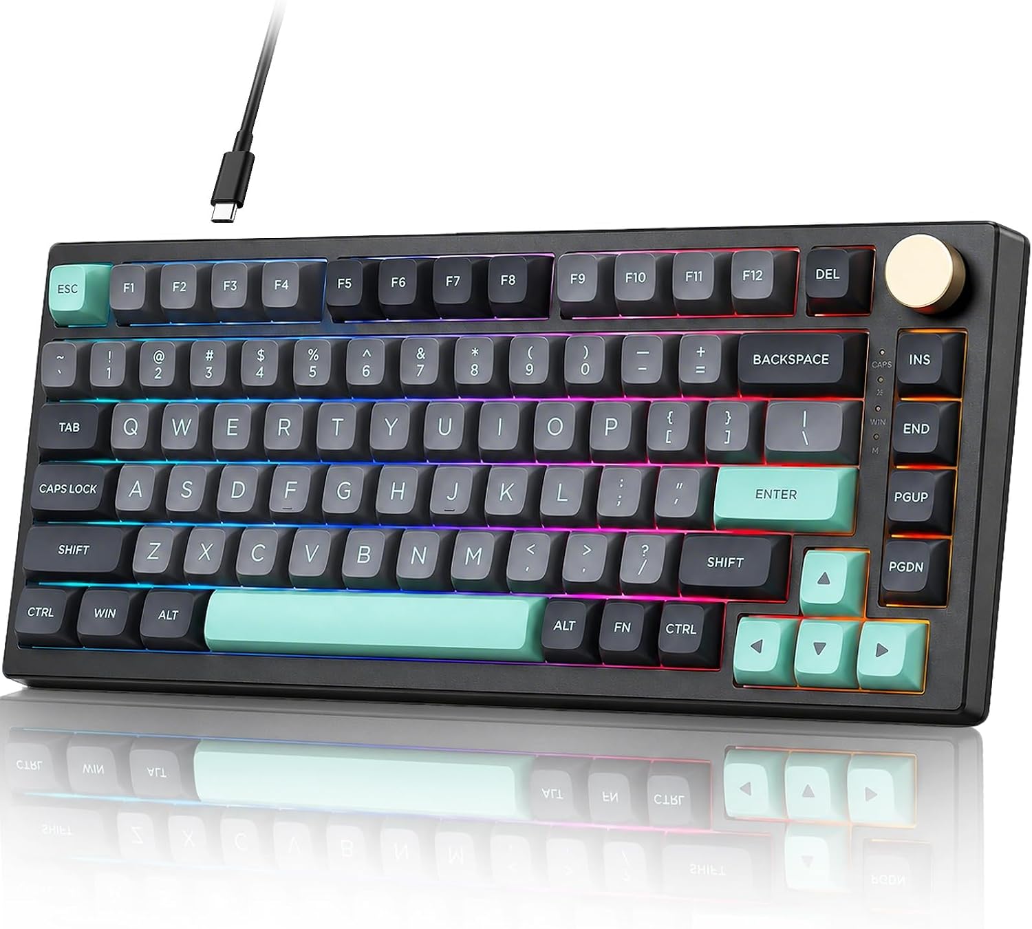 VGN N75 Wired 75% Compact Mechanical RGB Gaming Keyboard with Media Knob
