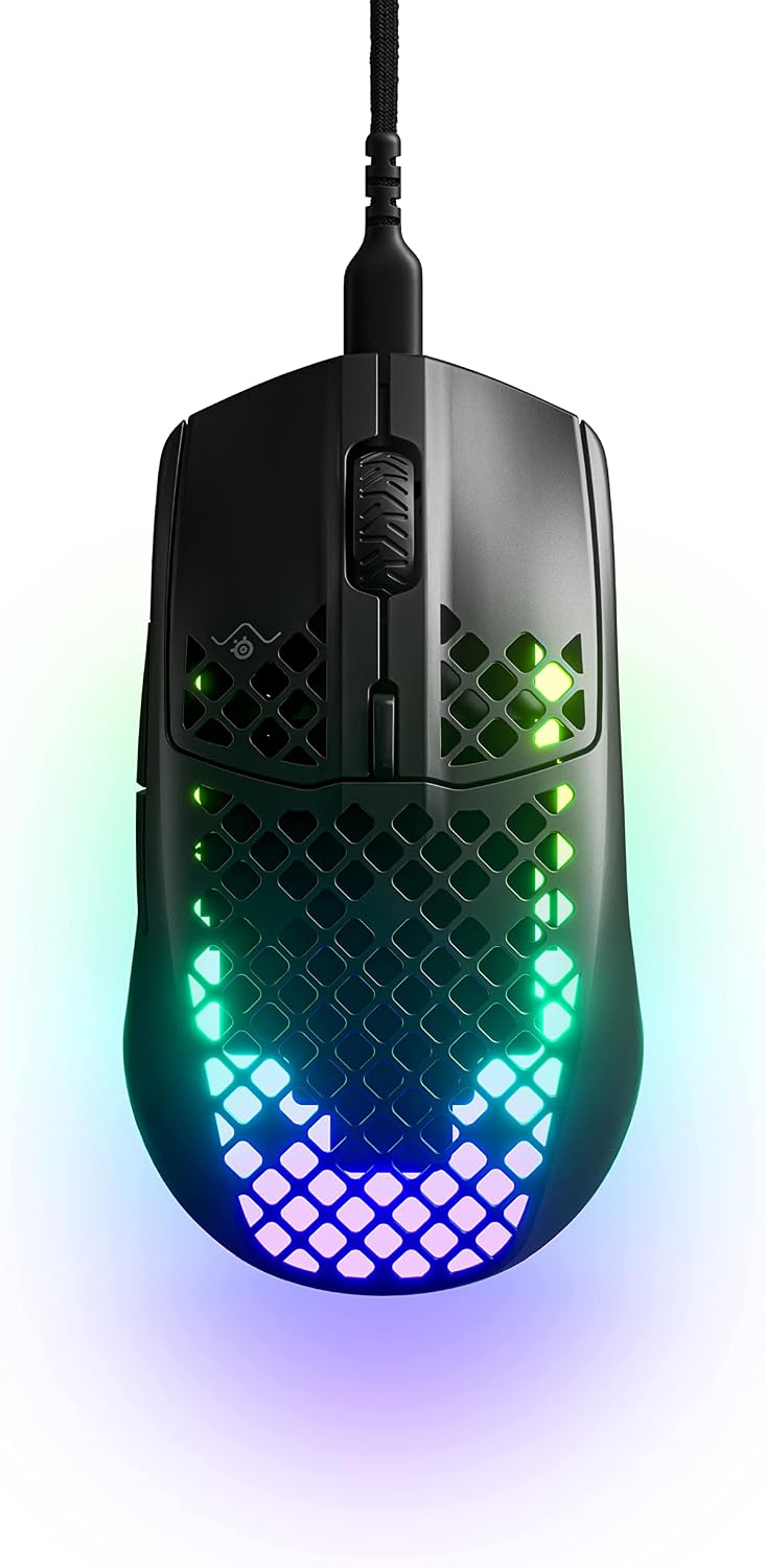 SteelSeries Aerox 3 – Super Light Gaming Mouse – 8,500 CPI TrueMove Core Optical Sensor – Ultra-Lightweight 59g Water Resistant Design – Universal USB-C connectivity – Onyx (Renewed)