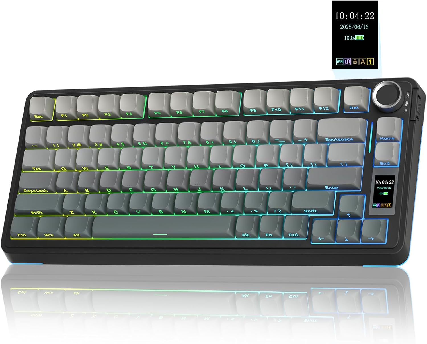 AULA S75 PRO Wireless Mechanical Gaming Keyboard with Screen&Knob, 80 Keys