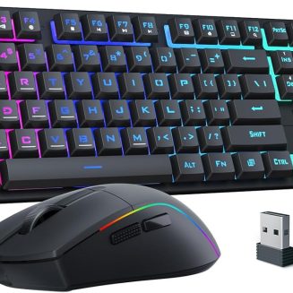 Redragon S107KS Wireless Gaming Keyboard and Mouse, RGB Backlit, 3 Mode (Wired/2.4G/BT), Up to 10,000 DPI Gaming Mouse with Software, Ultra Lightweight 65g, 25 Key Anti-Ghosting Keyboard for PC