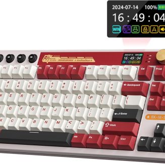 RK ROYAL KLUDGE M87 Wireless Gaming Keyboard with Screen & Dual Knobs, Red