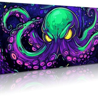 Extended Gaming Mouse Pad, Large Mouse Mat 3 mm Nature Rubber Base Mousepad with Stitched Edges, Non-Slip Desk Mat for Office Home Great Gift 31.5×11.8 Inch (Dark Octopus)